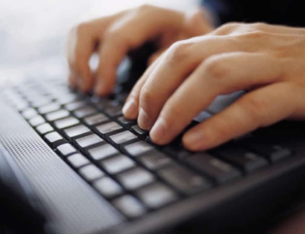 typing on a computer keyboard